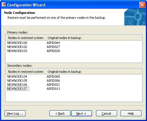 Section 6 Backup and Restore Finding the Backup Files You remap a node by right-clicking the node in the restored system,
