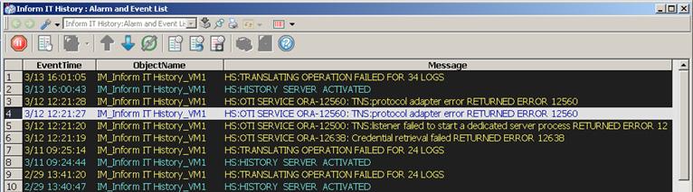 Object Configuration 4. The Alarm and Event List Aspect will now show only messages of category IM History.