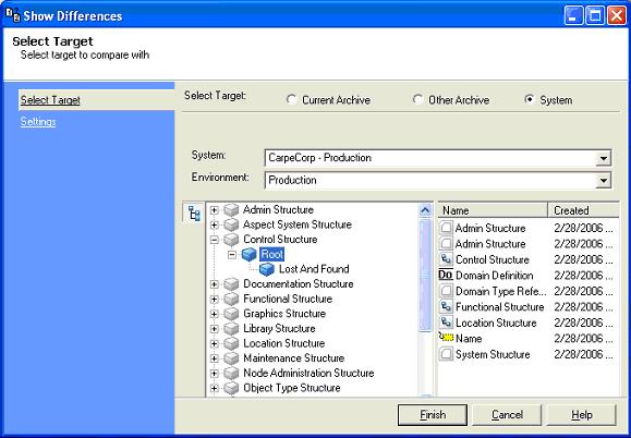 The Main Menu, Toolbar and Context Menus Section 5 Import/Export for, the setup dialog will contain the possibility to select what to compare with.