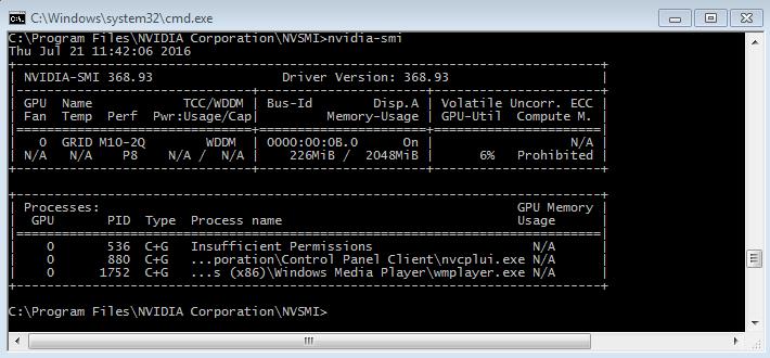 Monitoring GPU performance For a vgpu, only the metrics that indicate the percentage of the vgpu s full capacity that is currently being used are reported in guest VMs, namely: 3D/Compute Memory