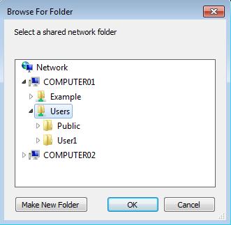 d. When the window is populated, expand the other computer and select User1 > OK. Note: If the window is not populated, make sure Network Discovery is turned on.