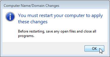 e. Click OK and then Restart Now to restart the computer.