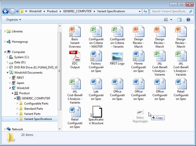 Document Integration with Windows Explorer Find and manage your documents in PTC Windchill directly from Windows Explorer s Windchill Documents node.