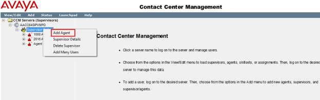 6.2. Create a user on Avaya Aura Contact Center Open a web session to the Contact Center server and Log In with the proper