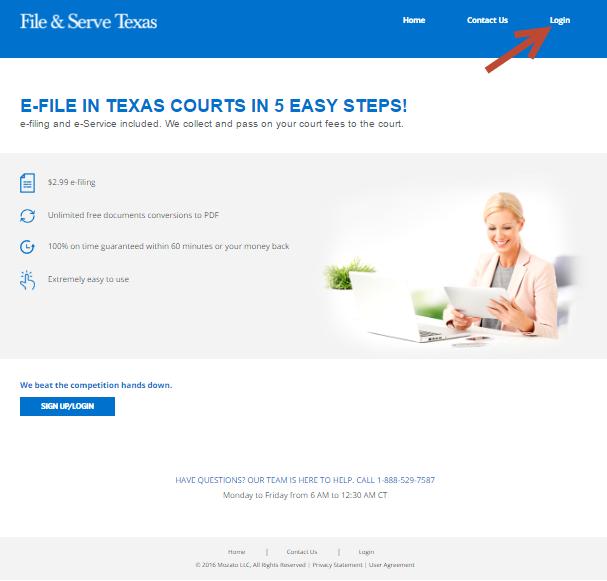 Getting Started Access the File & Serve Texas login page