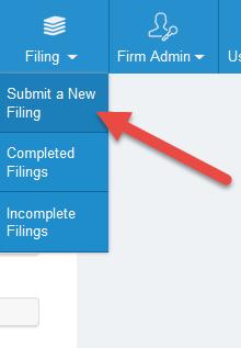 Select Submit a New Filing There are two ways to start