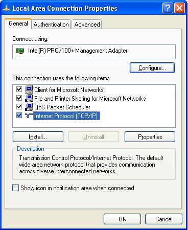 Installation Windows XP This example explains how to set the following network address. IP Address : 192.168.0.5 Subnet Mask : 255.255.255.0 Gateway Address : 192.168.100.