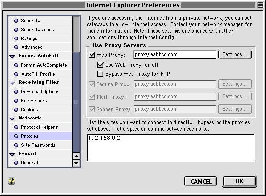 - Using proxy server When you use an external Internet connection from the local area network, check the item Web Proxy and enter the proxy server address correctly.