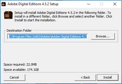 Allow Adobe to install to the default folder in Program Files and click Install.