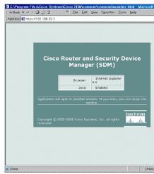 Starting Cisco SDM To launch the Cisco SDM use the HTTPS protocol and put the IP address of the router into