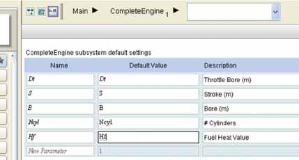 3. Define the System Parameters Before the export process, all the parameters used by the CompleteEngine subsystem must be defined within the subsystem, so they are properly exported and available