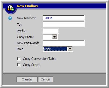 5. A pop-up window appears. Enter the desired number for the new mailbox in the New Mailbox field.