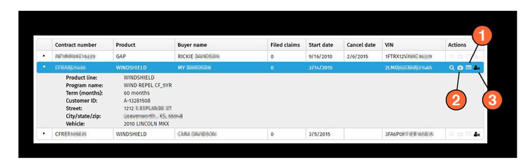PERFORMING ADDITIONAL ACTIONS WITH LOCATED CONTRACTS General information is displayed for each located contract.