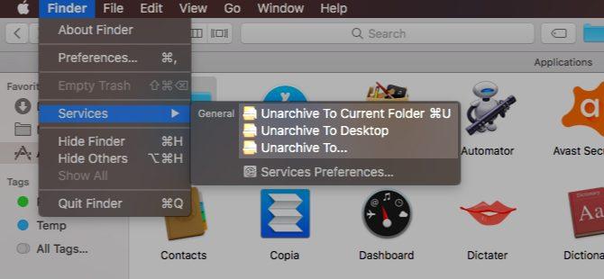 You can hide one or more of the services from System Preferences > Keyboard > Shortcuts > Services.