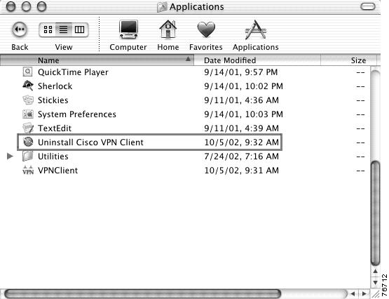 Uninstalling the VPN Client Chapter 2 Installing the VPN Client Figure 2-14 Uninstall Cisco VPN Client File The Authentication window appears (Figure 2-15).