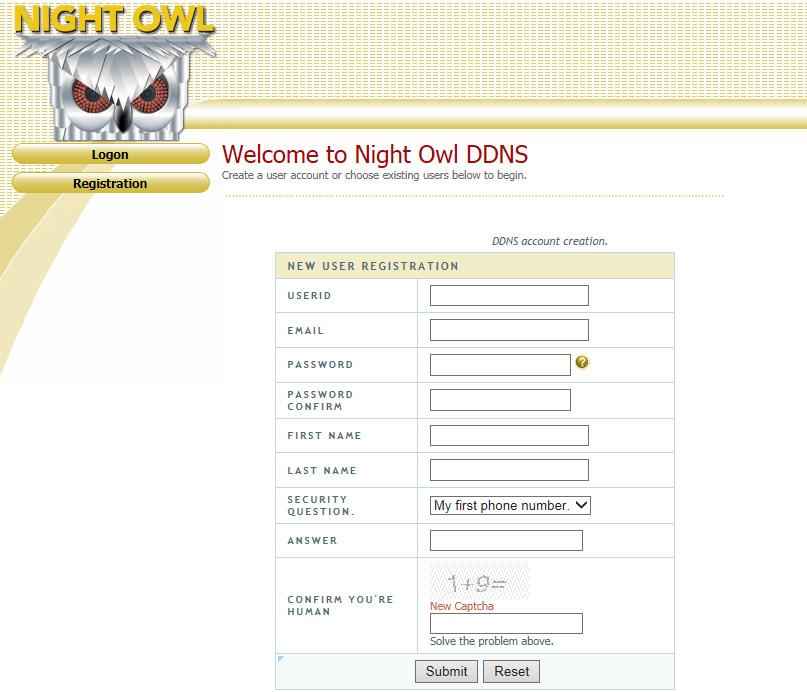 8.3.4 DDNS Registration This option allows you to set up a free website address that will point back to the DVR, regardless of whether or not the IP address changes.