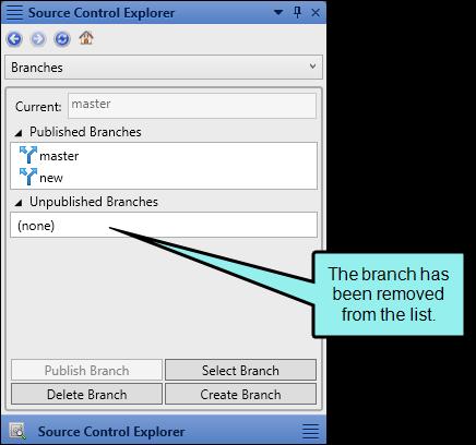 5. A dialog asks if you want to delete the branch and all of the commits