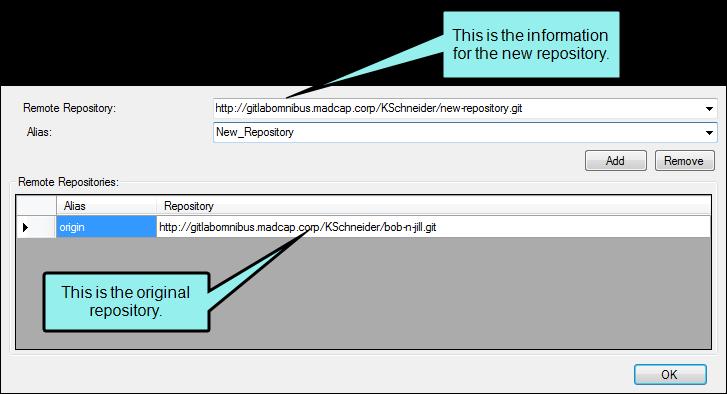 6. The Select Remote for Publish dialog opens. From the Remote drop-down, select the repository you want to push to.