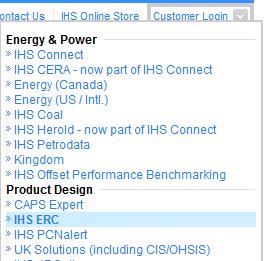 select IHS ERC Enter the Login name and Password that has been issued.