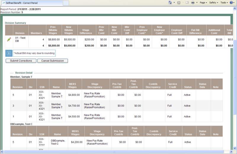 Correcting a Pay Period Report (cont.) The report totals display in the Revision Detail screen. 10.