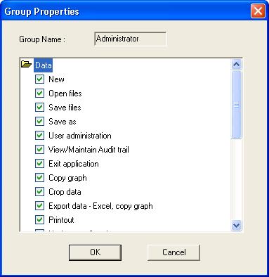 Changing Group Privileges 1. Click Group Administration on the main toolbar. 2. Click a group name to select it, and then click Properties. 3.