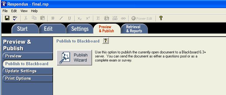 15. From the Publish Wizard window select Publish to single course for the Type of Publish setting (If you are teaching multiple sections of the same course you can select Batch Publish to Multiple
