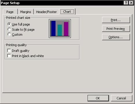 Chapter 12: Charts 196 Printing a Chart Select a chart. In the File menu, select Page Setup.