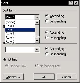 From the Data menu, select Sort, Options. 2. Select the Sort left to right option. 3.