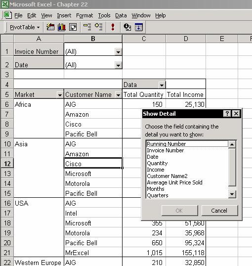 Chapter 22: PivotTable 328 Refreshing data The PivotTable is not automatically linked to the data table.