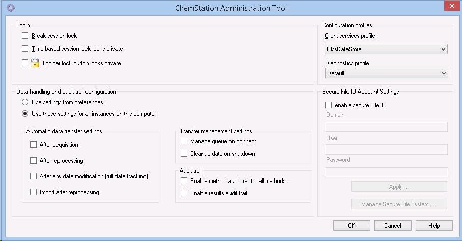 ChemStation-Specific Administration 4 ChemStation Administration Tool To start the ChemStation Administration Tool: 1 From the Start menu in the Task Bar, select Start > All Programs > Agilent