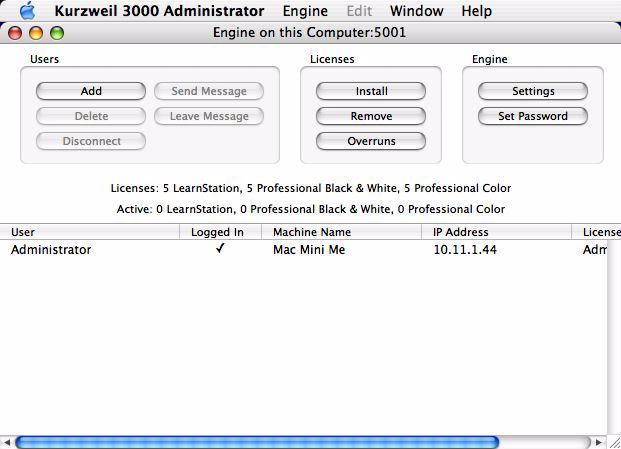 Chapter 3. Administering the Kurzweil 3000 Network Using the Kurzweil 3000 Administrator The Administrator window consists of the following functional areas: Menu Bar, Task area, and the Status area.