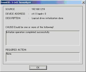 Log Information Viewer [Log Information Viewer] appears automatically when a SCSI array controller is detected at the time of GAM Client startup.