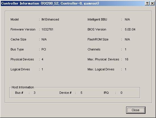 4.5.2 RAID Controller The [Controller View] window enables you to view the status of the RAID controller and hard disks or logical drives connected.