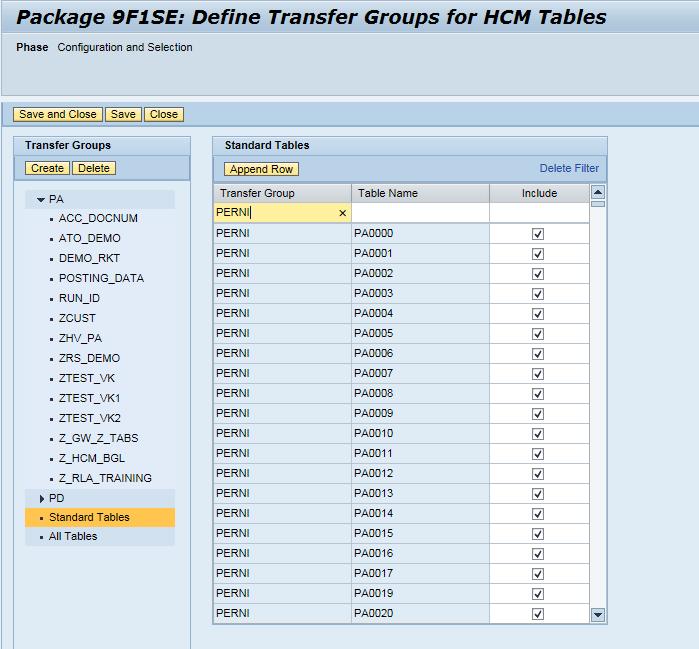 To add an info type, customize the settings in the Standard Tables view. Ready-to-use transfer groups are provided by SAP for the standard tables.