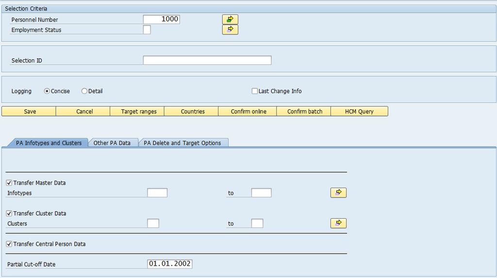 2.4 Selecting Data for Transfer You can use the following migration solutions to transfer HCM data: Transfer of PA Data for SAP ERP HCM Transfer of PD and PA Data for SAP ERP HCM Transfer of PD and