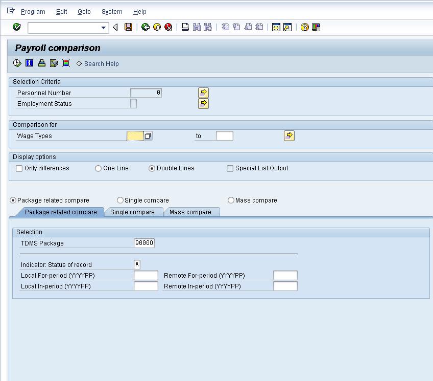 Figure 64: Selection Screen for the Payroll Comparison Tool 3.