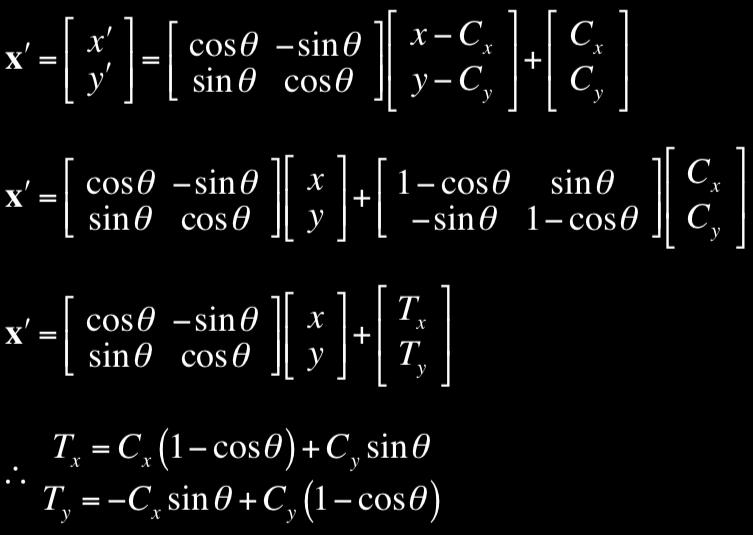 Translation from 2D Rotation θ = Rotation angle C =