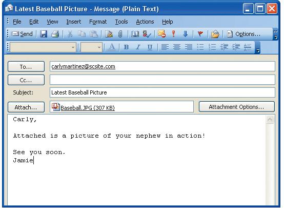 Start an e-mail program (Microsoft Outlook, for