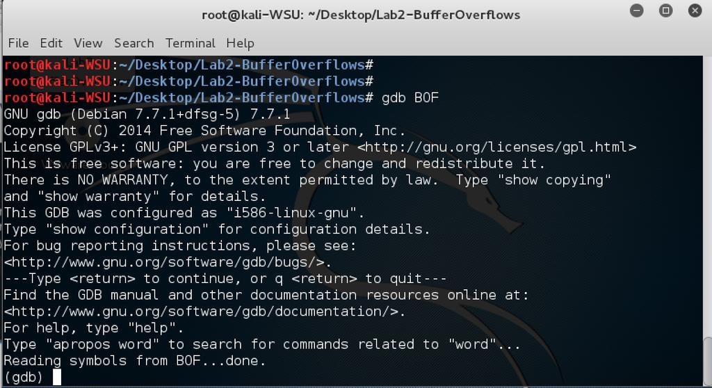 Starting the Exploitation There are really two challenges in the lab. To execute the shellcode you want to overwrite the return address in the bufferoverflow() function.