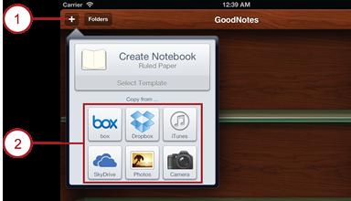 Import as New Notebooks Tap the + button.
