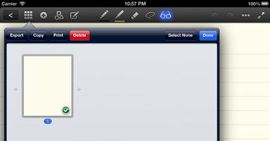 Export Selected Pages Tap the button with nine rectangles.