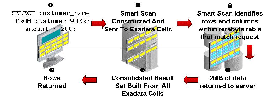 (among other functions) are performed within the Exadata storage cells. When this takes place only the relevant and required data is returned to the database server.