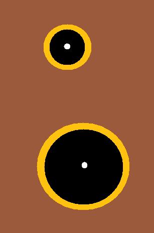 Figure 35: top left drawn model of two eyespots; top right real image of an eyespot.