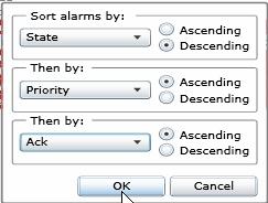 Custom Filter Displays only alarm messages that match