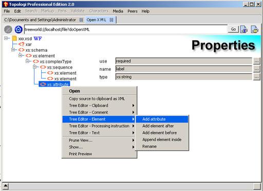 Tree-Edit XML Edit XML files with the convenient built-in Tree Editor or in the powerful Markup Editor Generic actions for any document Context-specific editor actions created from DTD (requires free