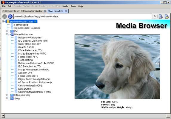 Media Browser function See Metadata As well as basic file and format information, see EXIF camera metadata IPTC