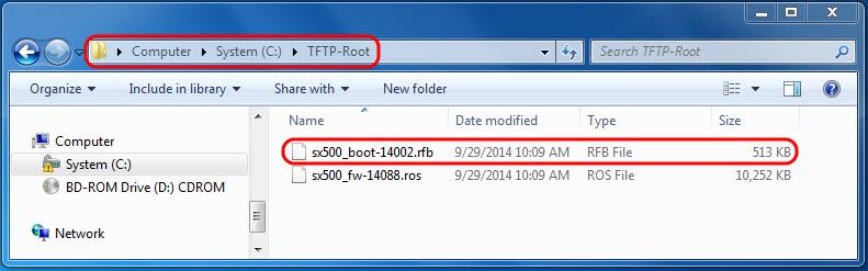 Step 2. Place the latest Boot Code (.rfb) file in the TFTP Root directory (C:\TFTP-Root). Note: The Boot Code file is an RFB file type and can be found in the zip file that you downloaded. Step 3.