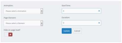 To set a Timeline control: 1. Select an animation 2. Select the page element to be animated 3.