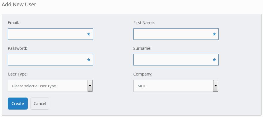 In user choose either: Or Customer Admin, if you are creating an adminstrator (can add users and