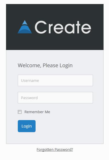Accessing Create The Create tool is an online content creation tool available anywhere you have an internet connection. To log on you will need to have a username and password assigned to you.